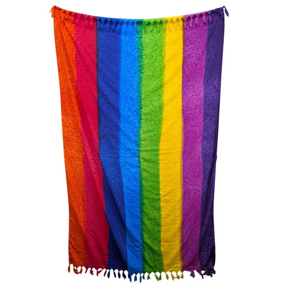 Rima Beachwear Multicolor Sarong Scarf Beach Cover Up Rainbow Terivoile 66"x43" - Picture 1 of 8
